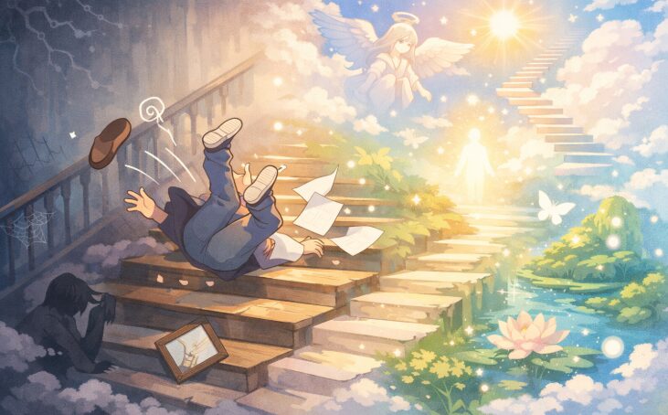 下り階段で滑るときのスピリチュアルな意味