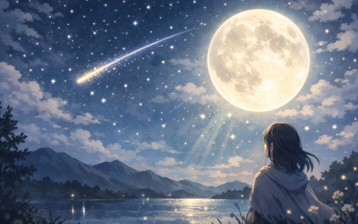 満月に流れ星をみるスピリチュアルな意味